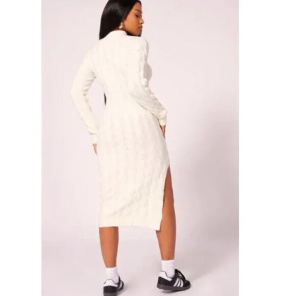 NWT PrettyLittleThing White Knit Maxi Dress Size Medium - Picture 2 of 11
